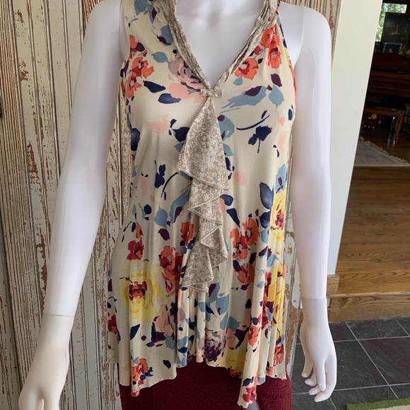 ANTHROPOLOGIE BIRD LABEL Tops Anthro Bird Label Floral Tunic Tank